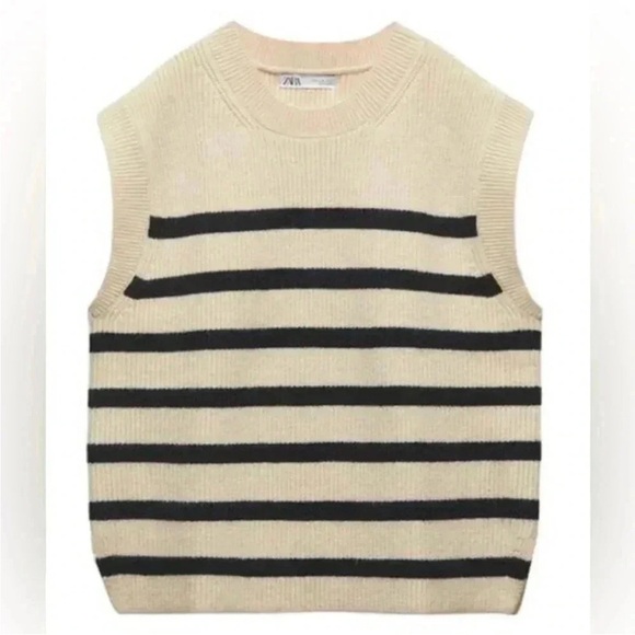 Zara Striped Knit Vest Size Medium - Picture 2 of 10